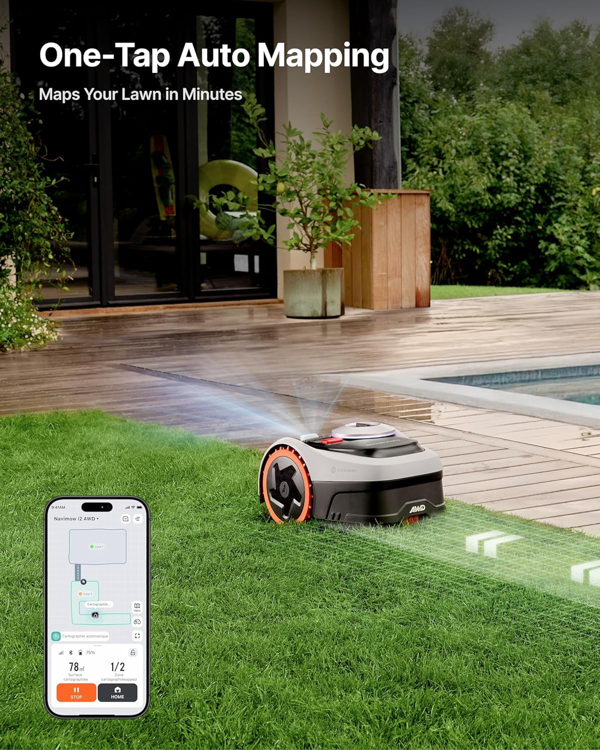 Navimow RTK Vision Robotic Lawn Mower for 0.37 Acre with Wire-Free Smart Navigation