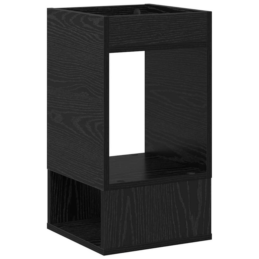 Modern Black Oak End Table with Storage, Engineered Wood, 30 × 30 × 56 cm